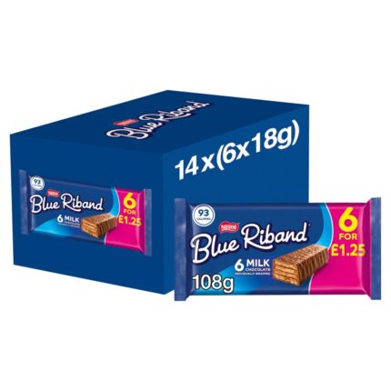 Blue Riband Milk Chocolate Wafer Biscuit Bar 6 Pack Multipack 108g