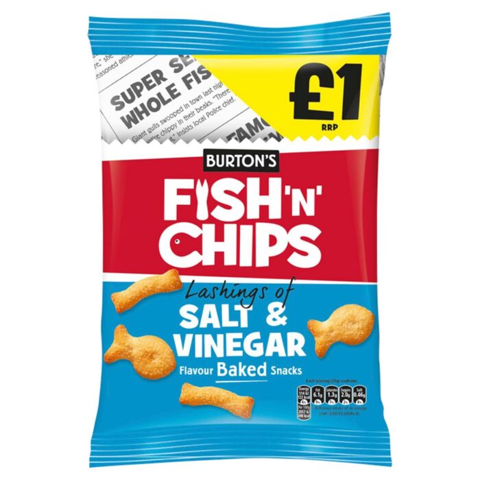 Burton's Fish'N' Chips Lashings of Salt & Vinegar Flavour Baked Snacks