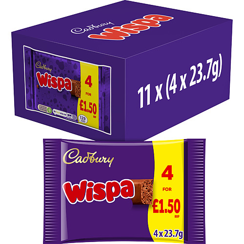 Cadbury Wispa Chocolate Bar 4 Pack Multipack