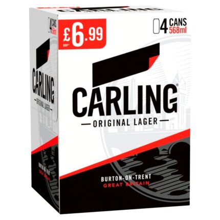 Carling Original Lager Beer 4 x 568ml Can