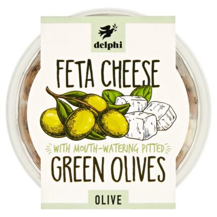 Delphi Feta Cheese Green Olives with Mouth-Watering Pitted 160g