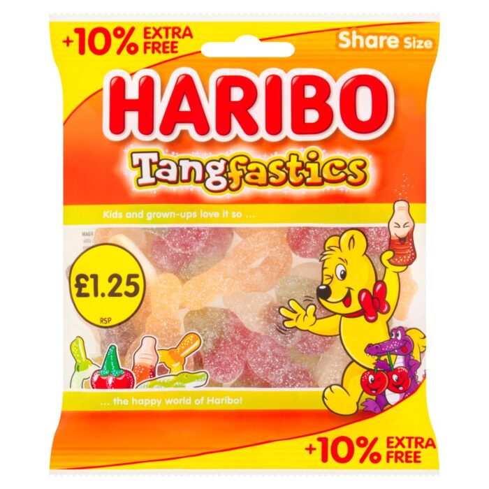 HARIBO Tangfastics Fruit & Cola Flavour Fizzy Jelly Sweets Sharing Bag 154g